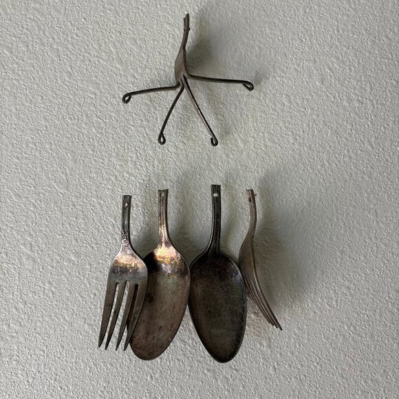 Handmade Silverware Wind Chime Antique Forks Spoons Upcycled Art Foodie Chef - Picture 1 of 9